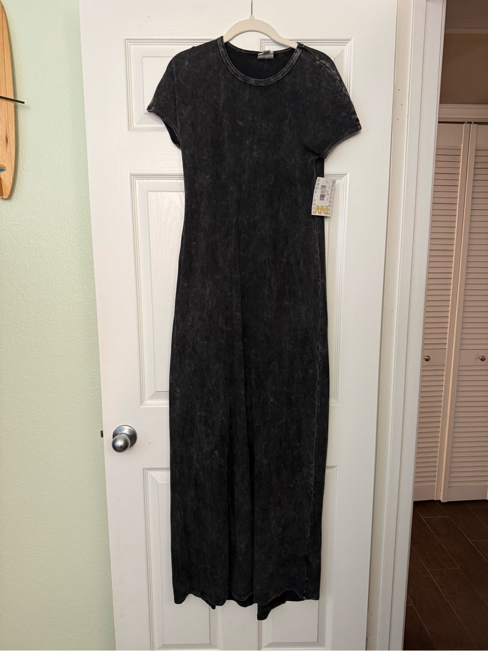 LuLaRoe Acid Washed Black Short Sleeve Maria Maxi Dress